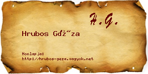 Hrubos Géza névjegykártya