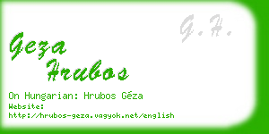 geza hrubos business card